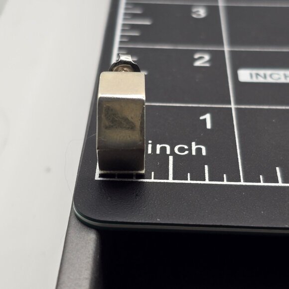 Sterling Silver Geometric C-Hoop Earrings Bold .75" Modern Hexagon Design - Picture 9 of 13